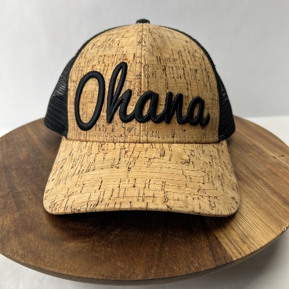 808 Clothing Co Maui Hawaii Black/Brown Cork Baseball Cap Snap Back Mesh "Ohana" - Picture 7 of 7